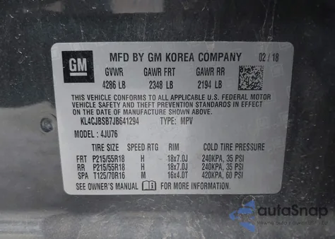 2018 Buick Encore Preferred Ii from USA, damaged, VIN KL4CJBSB7JB641294